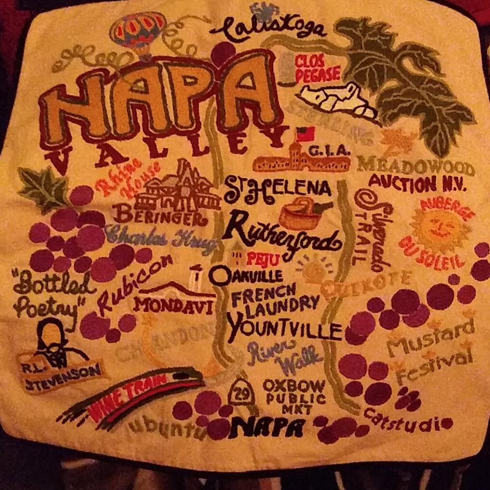 SALE! Napa CA Hand Embroidered Pillow Case
